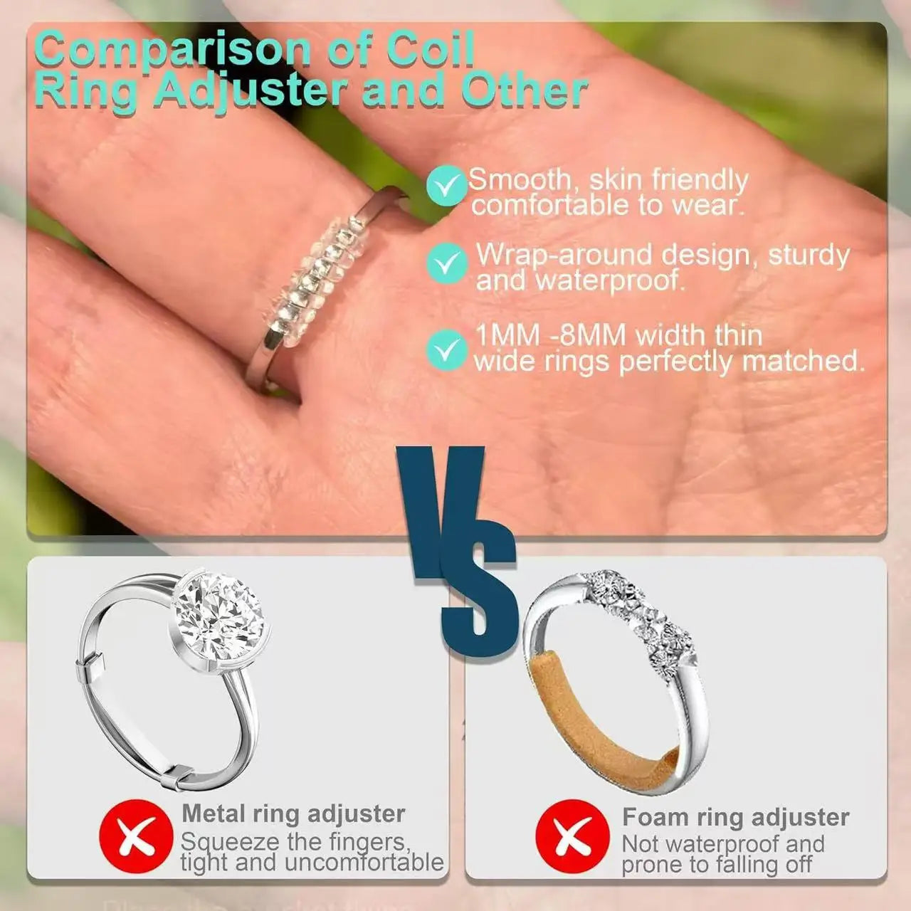 6pcs/lot Guard Tightener Reducer Resizing Tool Transparent Spiral Based Ring Tools Spring Coil Ring Size Adjuster For Jewelry