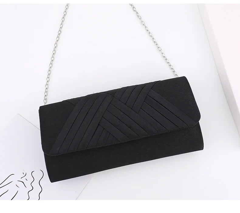European and American ladies' elegant striped evening bag luxurious socialite gathering hand clutch fashionable single-shoulde