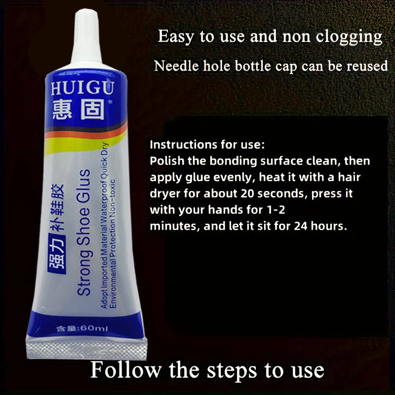 60ml Professional Shoe Adhesive Glue Quick Dry Waterproof Repair Kit for Boots Sneakers Shoes Long Lasting Strong Bonding