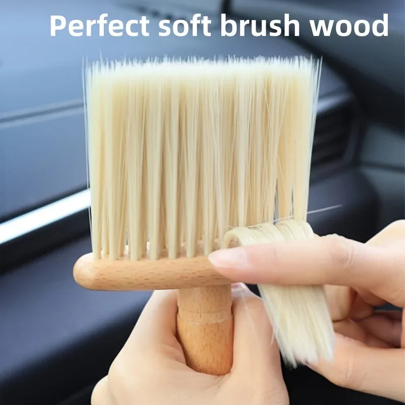 Solid Wood Car Air Vent Dust Remover Brush, Car Dust Removal Brush Soft Bristle Brush Car Interior Car Cleaning Accessaries