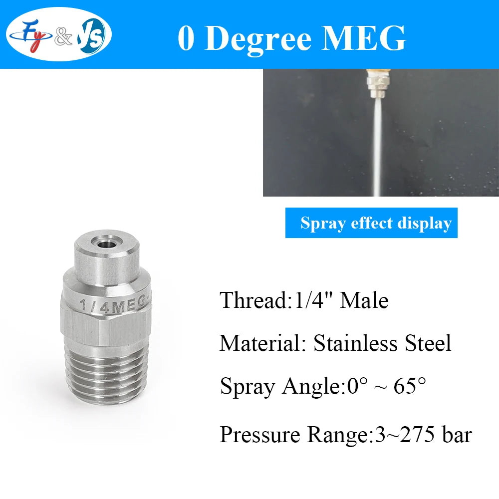 10 Pcs 1/4"MEG Solid Stream Cleaning  Nozzle With Filter Screen, High Pressure Straight Solid Stream , Solid Cone Spray