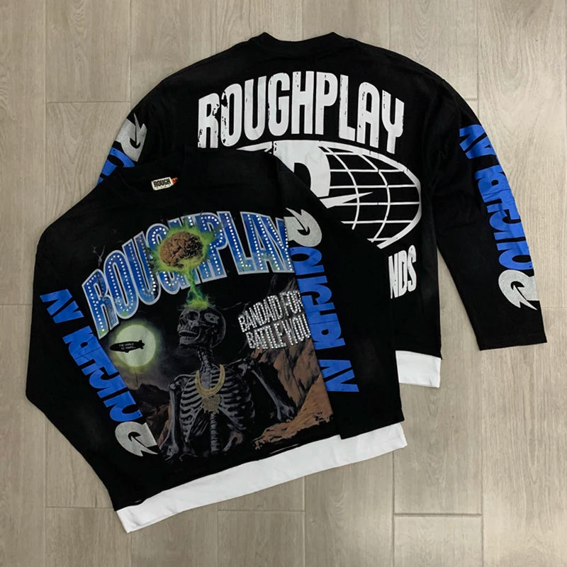 26SS New High Quality Street Lashion Hip Hop Rough Long Sleeved Fall Men's Women's Loose Casual T-Shirt