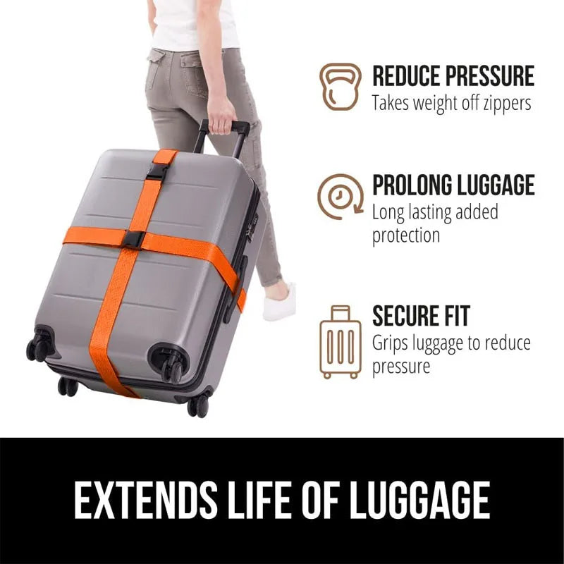 Straight Shaped Luggage Straps for Suitcase, Polyester Luggage Belt with Adjustable Release Buckle Travel Accessory
