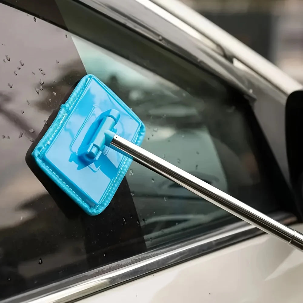 4pcs Car Windshield Wiper,Telescopic Glass Cleaning Cloth with Metal Pole for Defogging and Dust Removal,Car Cleaning Accessorie