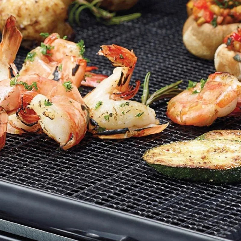 BBQ Grill Mat Non-stick Barbecue Mat Reusable PTFE BBQ Grill Mat Mesh Grill Smoker Cooking Mat Grill Pad Liner BBQ Accessories