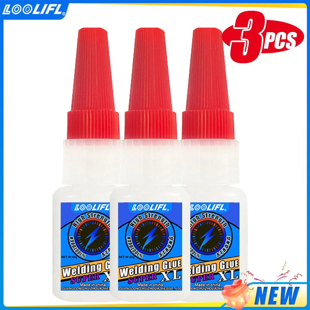 LOOLIFL 50g Transparent High-Strength Super Glue - Oil-Based Instant Repair Glue, Trace-Free & Fast-Drying, Free Dropper