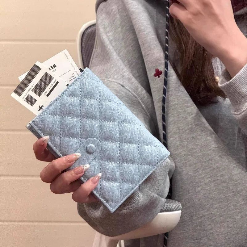 Leather Passport Holder Covers Case Multi-functional Travel Credit Card Wallet Cute Passport Book for Women Hasp Passport Cover