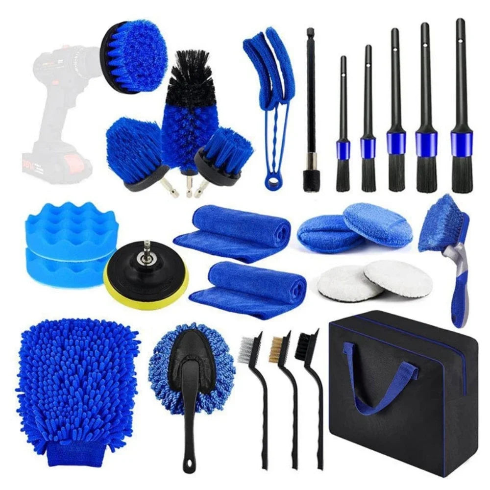 Car Wash Brush Set Detailing Brush for Air Outlet Tire Rim Drill Brush Sponges Auto Interior Exterior Dirt Dust Cleaning Tools