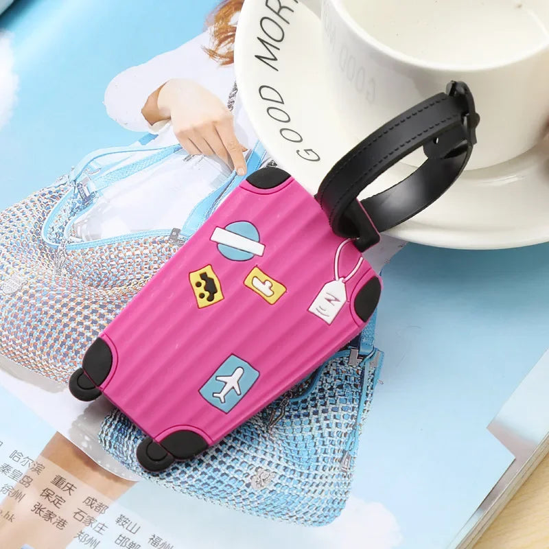 Women Men Label Suitcase Tags ID Address Holder Baggage Boarding Travel Accessories Creative Aircraft PU Leather Luggage Tags