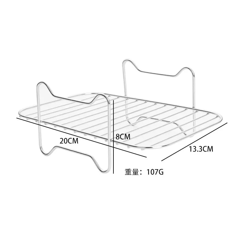 Stainless Steel Double Layer Rack for Air Fryer Rectangular Grill Rack Fish Baking Cake Rack Air Fryer Accessories