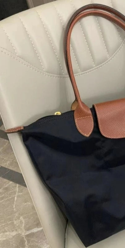 2026 Lightweight Foldable Nylon Shoulder Bag Ladies Water Resistant Shopping Tote Bag Large Handbag for Travel Daily Office