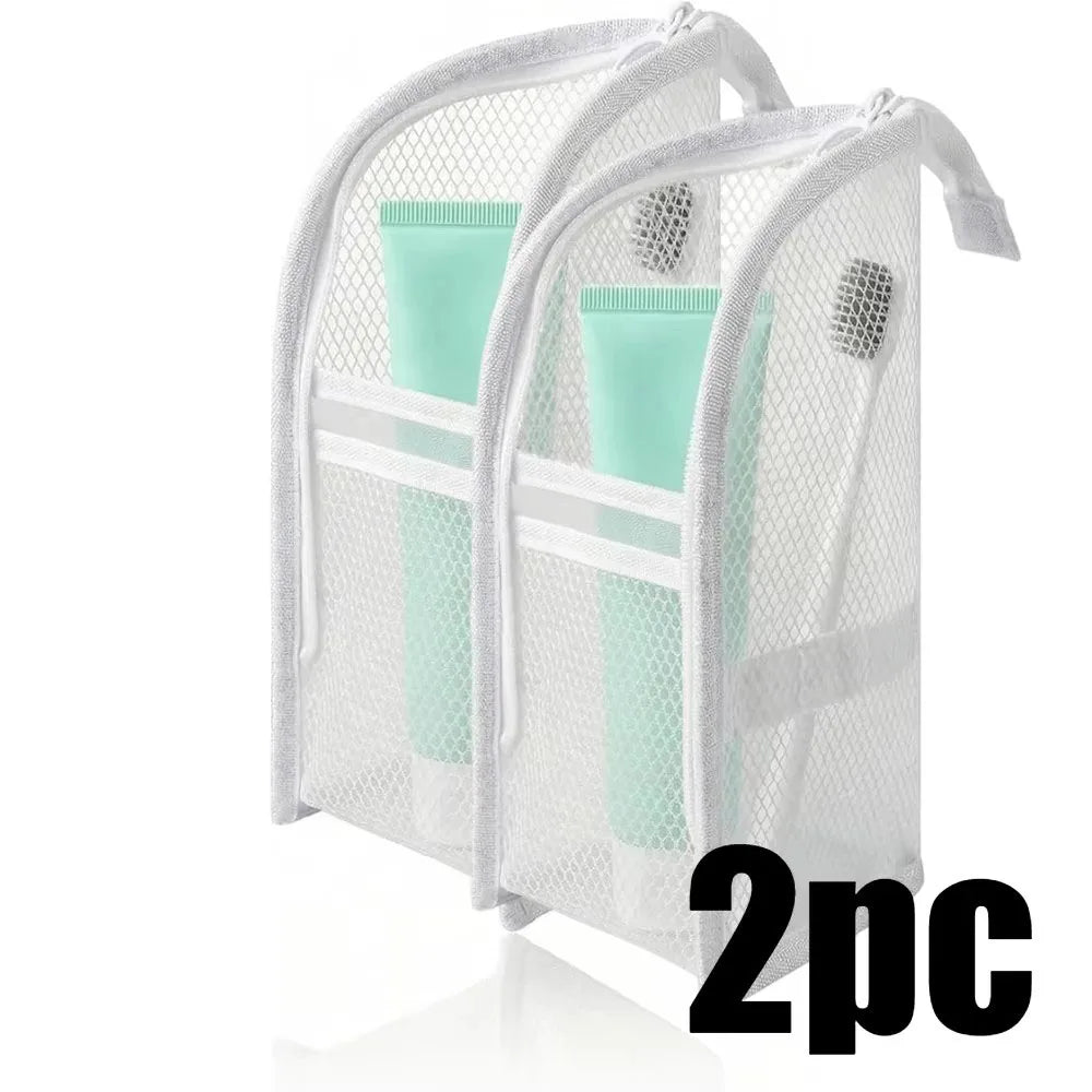 Standing Mesh Toiletry Bag Breathable Quick Dry Toothbrush Case Anti Mold Cosmetic Organizer For Travel College Dorm Gym Shower