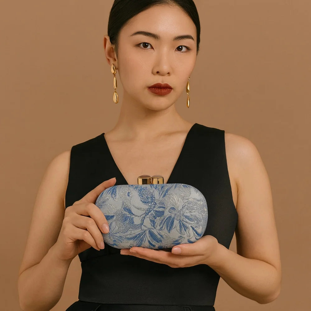 New Single Shoulder Flower Cloth Bag Styling Bag Banquet Handbag Vintage Oval Evening Clutch Bag Mini Wedding Bridal Purse