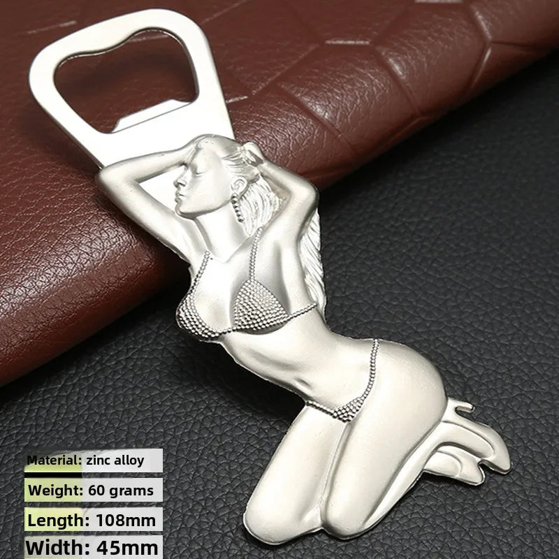 Western Beauty Bottle Opener, Fridge Magnet Metal Bottle Opener, Unique Restaurant Beer Opener, Zinc Alloy