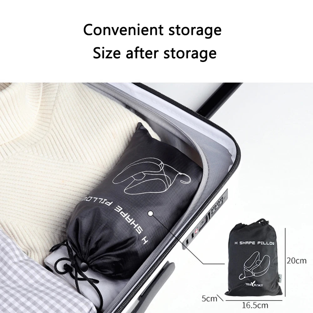 Portable U-Shaped Pillow H-Shaped Inflatable Pillow Travel Neck Pillow Inflatable Neck Pillow With hood Car Neck Rest Cushion