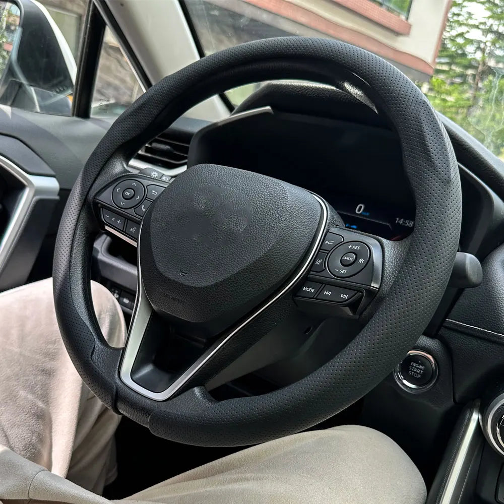 Steering Size 36-38cm Universal Non-slip Round Breathable Leather Car Steering Wheel Cover Protector Suitable Auto Accessories