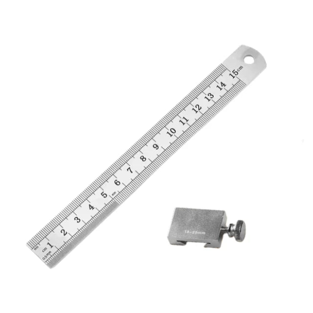 Portable Accurate Woodworking Positioning Tool - Steel Ruler Carpentry Marking Gauge with Limit Block for Precision Measuring