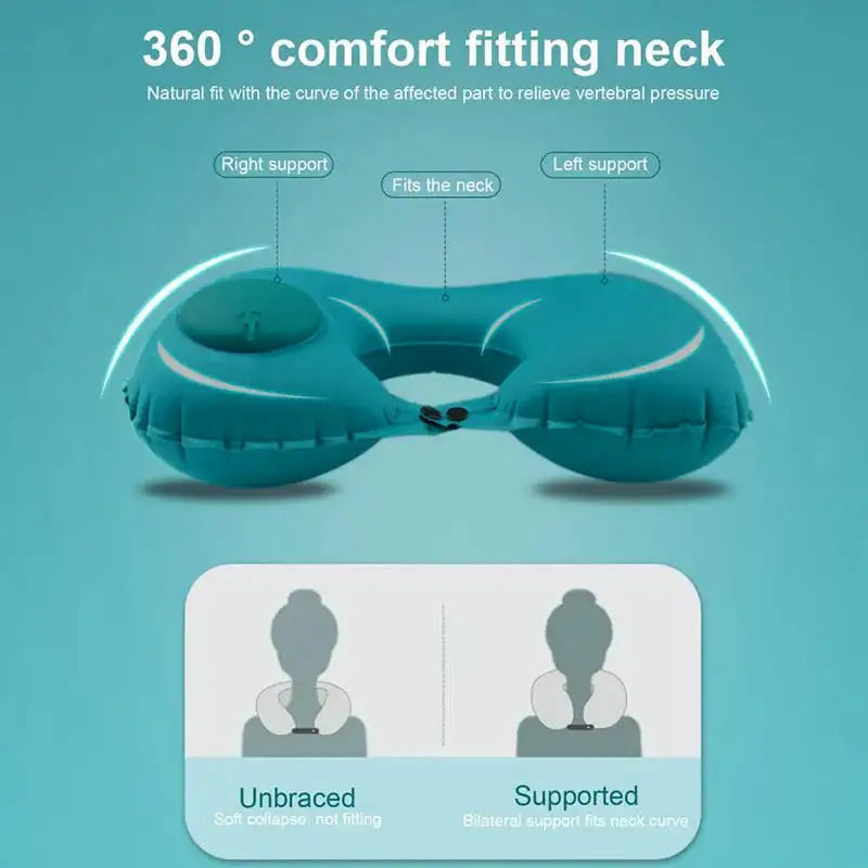 2025 New Inflatable Pillow Travel Portable Neck Protection Pillow Press Inflatable U-shaped Pillow Travel Storage Neck Pillow