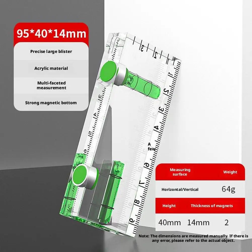 Acrylic Mini Level Ruler Strong Magnetic High-precision Shatterproof Mini Bubble Level  for Picture Hanging & Layout Tool