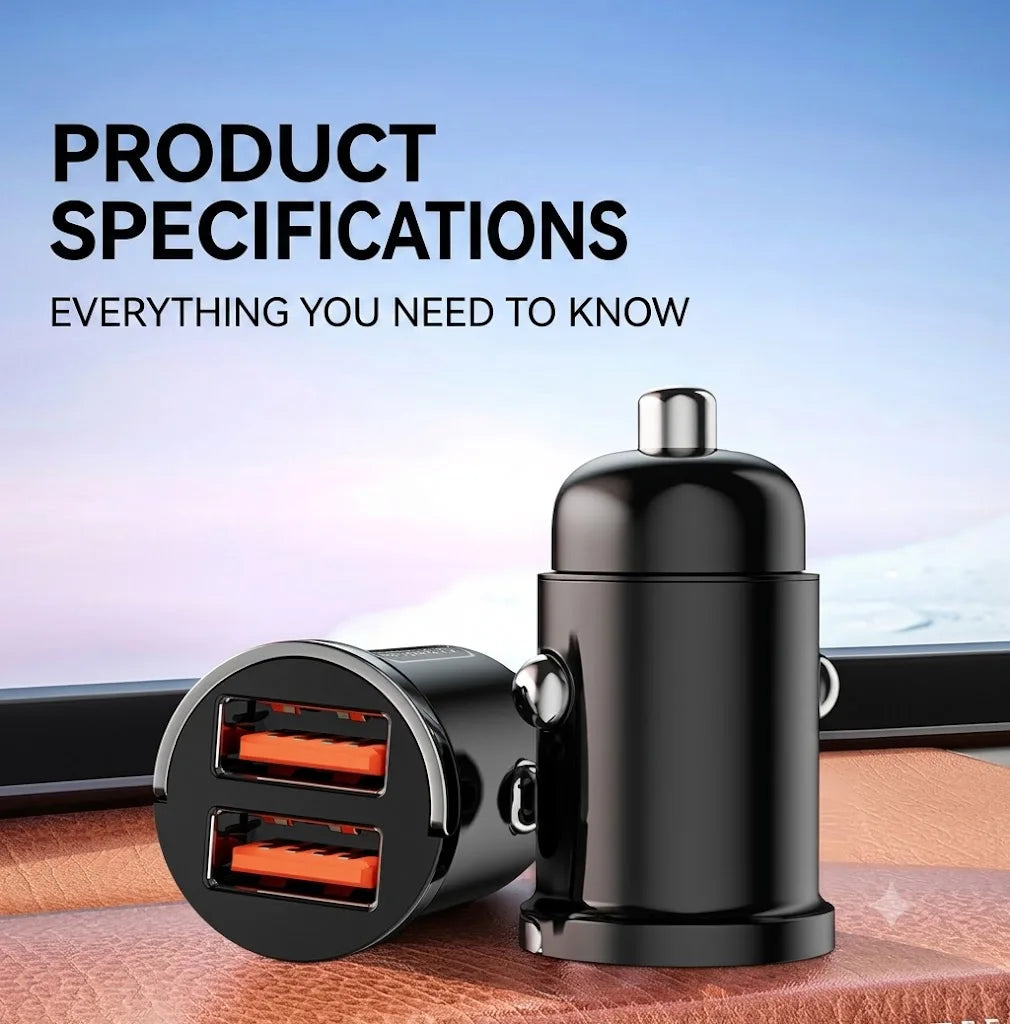 240W Mini Dual-Cigarette Lighter Car Charger Super Fast Charging Hidden 12V 24V USB Conversion Phones Adapter For iPhone 17 15