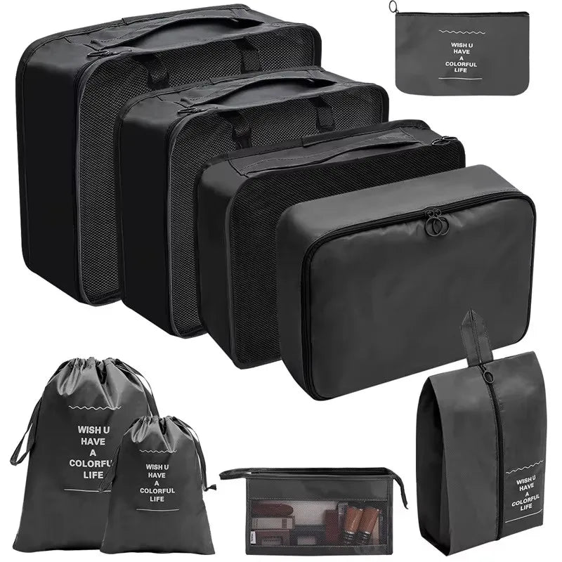 7/8/9/10/11 Pcs Set Travel Organizer Storage Bags Suitcase Packing Cubes Set Cases Portable Luggage Clothes Shoe Tidy Pouch