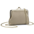 Women's Kiss Lock Crossbody Bag Genuine Leather Mini Handbags Kiss Clasp Crossbody Shoulder Bags Coin Purse Messenger Handbag