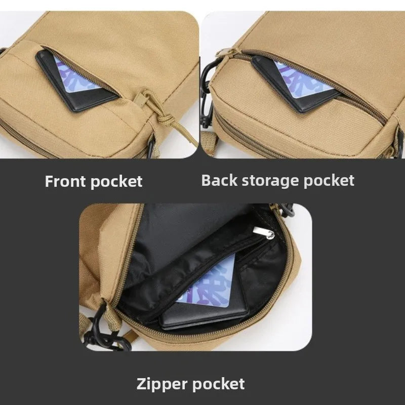 Simple solid color canvas mini square bag lightweight men crossbody casual shoulder bag