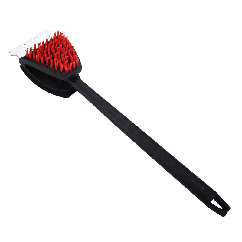 Long Handle Multifunctional Grill Cleaning Shovel Brush, Outdoor Grill BBQ Tools Nylon Cleaning Brush Double Sided Brush