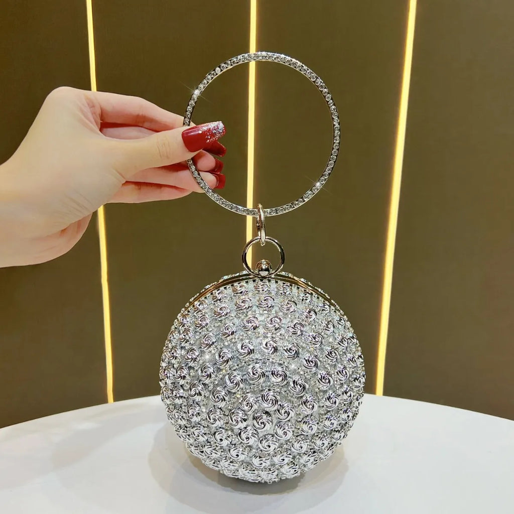 Women's Evening Bag Pearl Rhinestone Dinner Bag Spherical Tassel Banquet Fashion Handbag for Party Wedding Cocktail Party