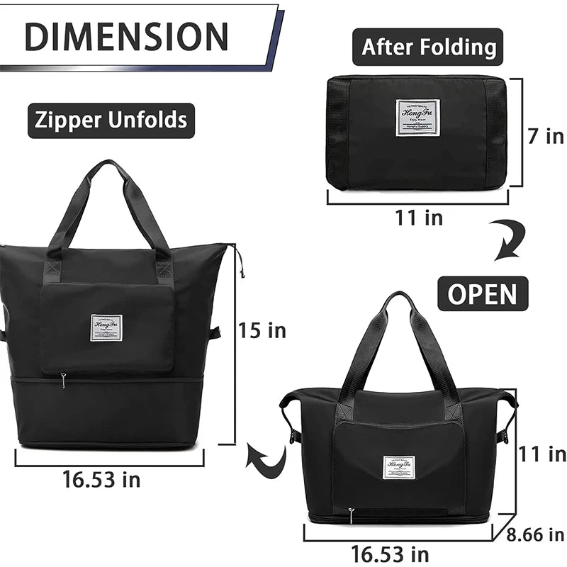 Foldable expandable travel bag, large capacity waterproof luggage bag, tote bag, travel luggage bag suitable for weekend camping