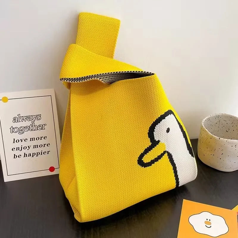 Cute Cartoon Knitted Phone Bag - High-End Fashionable Niche Versatile Dopamine Color Crossbody Wristlet