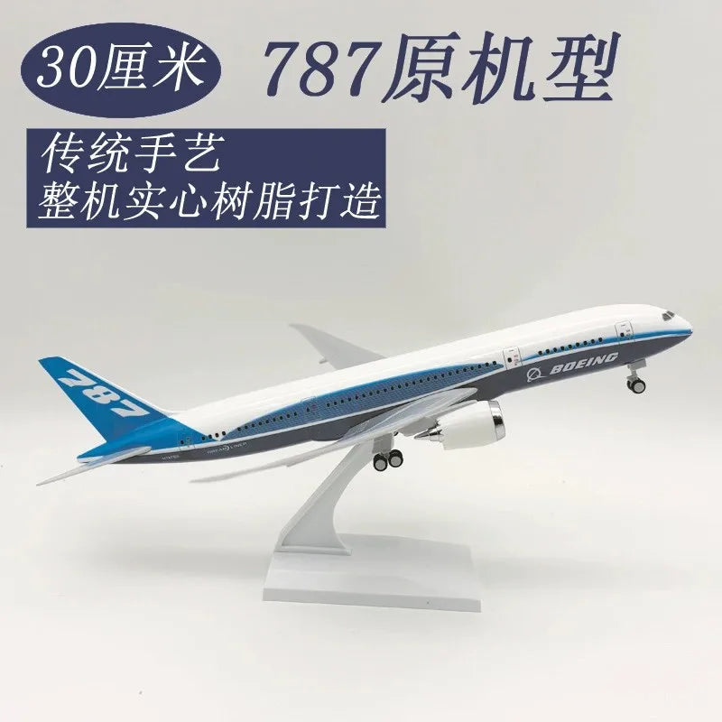 30cm Plastic Model Airplanes B787 Prototype Airways Diecast 1/250 Scale Aircraft Assembly Model Souvenir Toy Planes With Stand