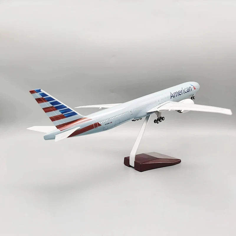 47cm Scale Plane B777 American Air Airlines Collectible Aircraft 1:157 Scale Resin Toy Planes With Light And Wheel Aviation