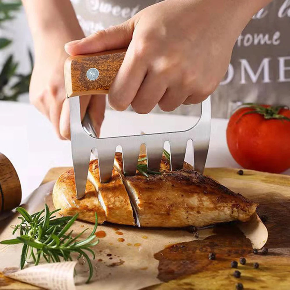 1/2pcs Stainless Steel Meat Carving Set Turkey Fork BBQ Meat Shredder Claws Carving Tool for Roast Poultry Kitchen Meat Slicer