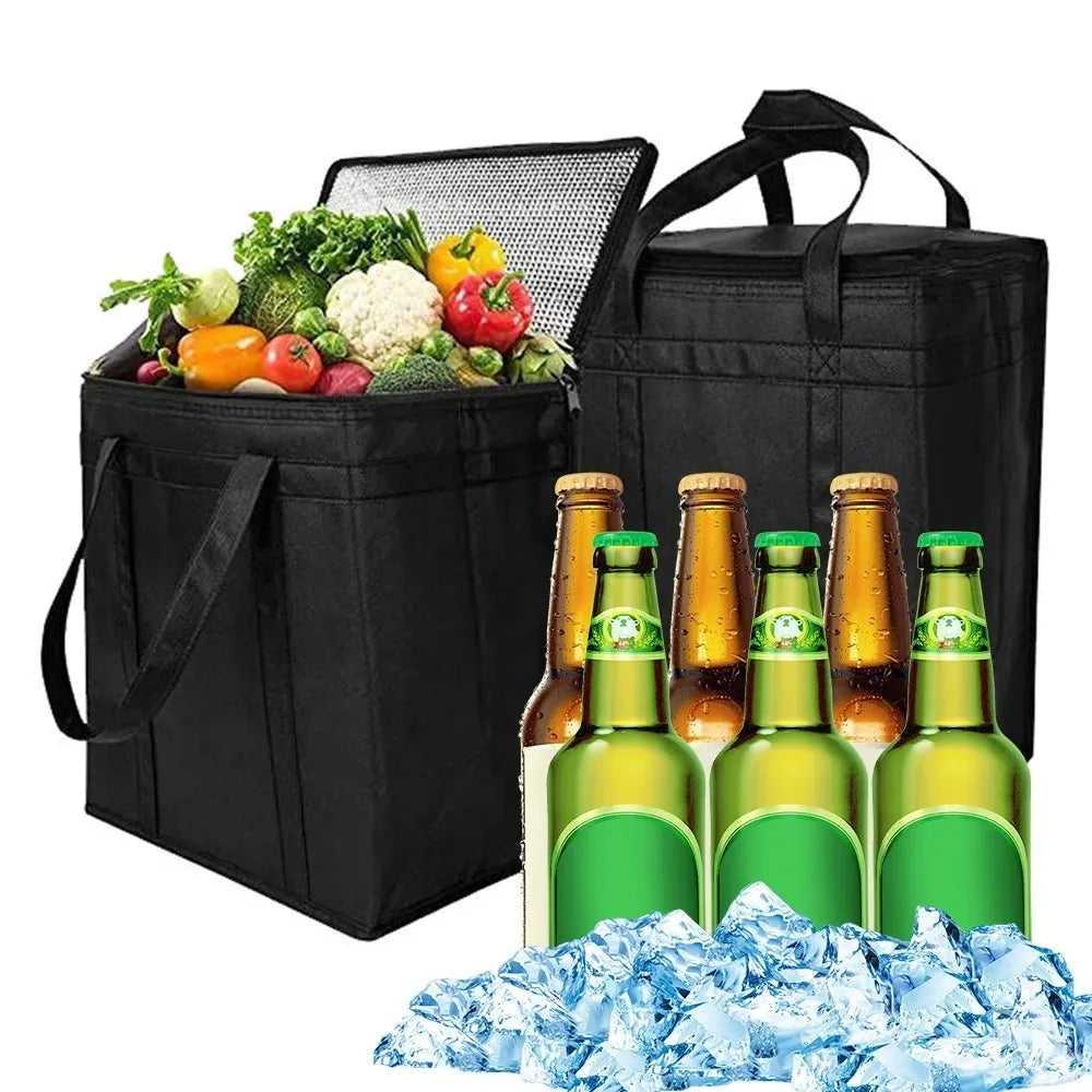 Large Insulated Bag,Insulation Food Delivery Bag,Insulated Reusable Grocery Bags,Reusable Grocery Tote,Soft Cooler Bag