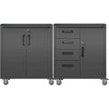 Double-Layer Heavy Duty Steel Rolling Tool Cabinet with Lockable Drawers and Adjustable Shelves for Mobile Workshop Storage and