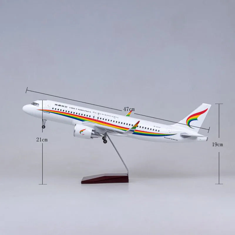 47CM Tibet Air Airline A320neo Aviation Aircraft Model W Plane Gift Collection Show Standable Airplane with Wheel Collection Fan