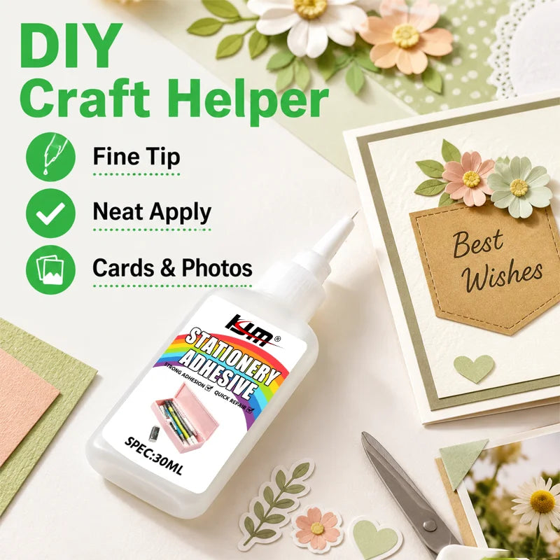 KJM 30ML Stationery Adhesive Glue, Non-Toxic Paper Glue for School Projects, Office Documents, DIY Crafts & Scrapbooking