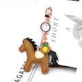 New Trendy Cow Leather Pony  Key Ring Handbag Pendant Cute Horse Keychain Luggage Bag Parts Accessories