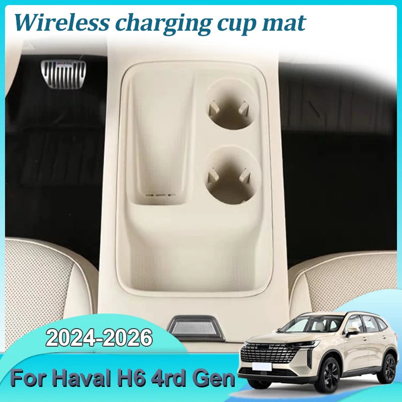 For Haval H6 4rd Gen 2024 2025 2026 Car Central Control Wireless Charging Silicone Pad Water Cup Holder Pad Interior Accessories