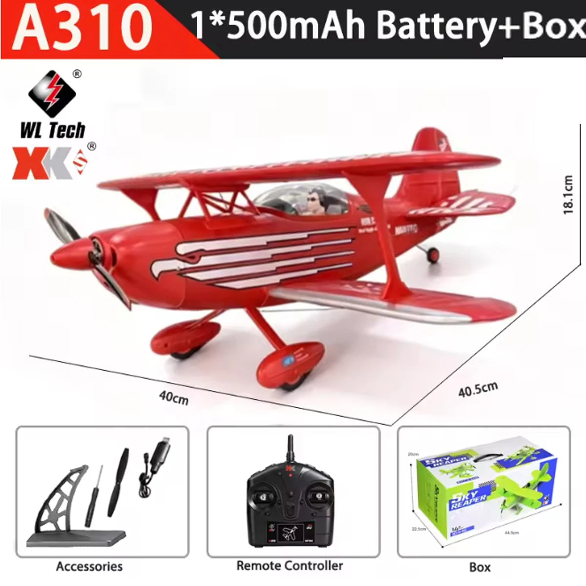 NEW WLtoys Remote-Controlled Aircraft A310 Brushless Motor 3D/6G With Gyroscope Dual Wings Four Channel Airplane Toy Adults Gift
