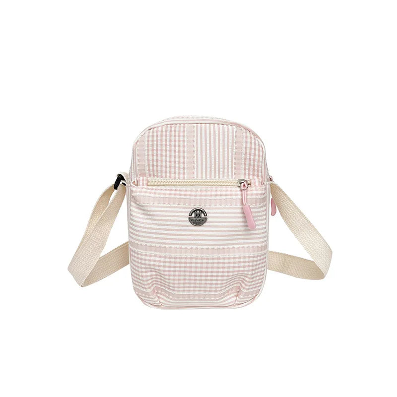 Plaid Nylon Crossbody Bag for Women Casual Shoulder Bag for Daily Commute Travel Multifunctional Ladies Crossbody Change Bag