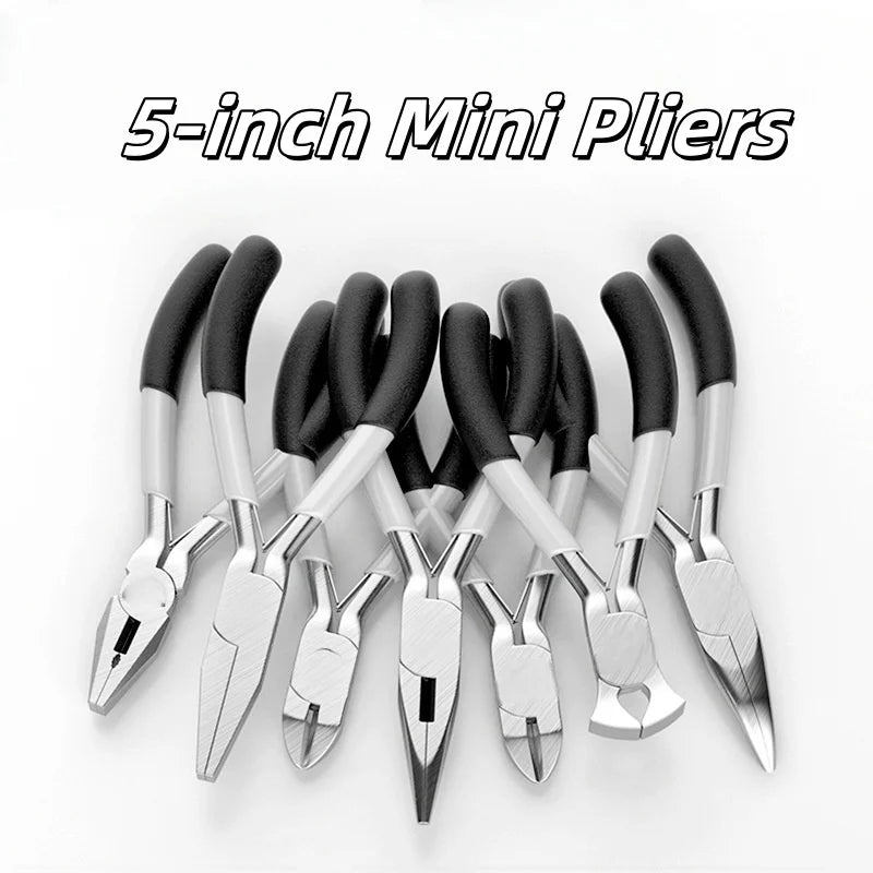 Mini Pointed Flat Mouth Extended Needle Nose Pliers Set with Oblique Tip for Wire Binding and Jewelry Making Tools