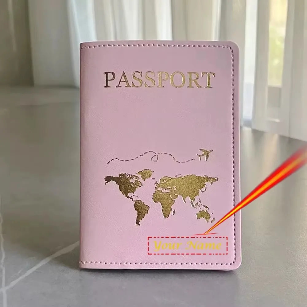 Cute Personalised Passport Cover Women with Names Engraved Passport Holder for Couples
