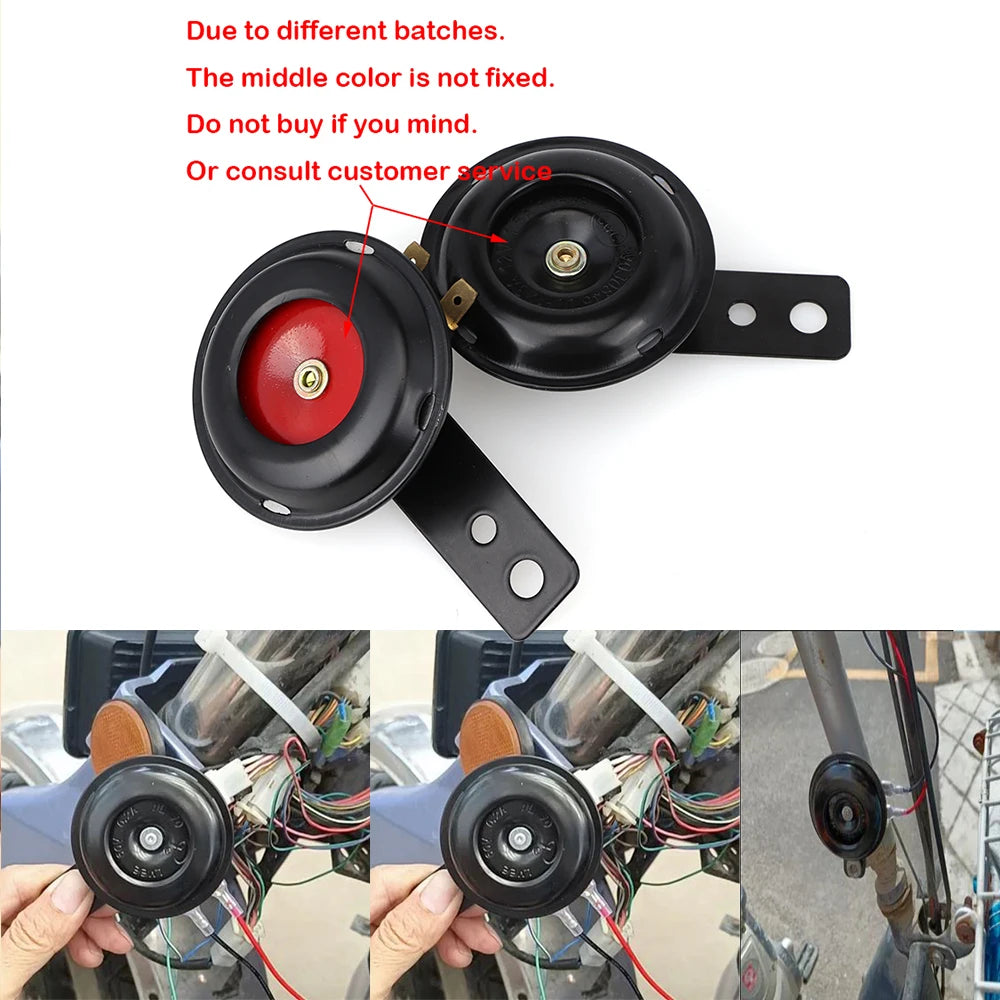 Motorcycle electric horn 12V 24V 36V 48V 60V 1.5A 105db waterproof round horn speaker suitable for scootermopedelectric bicycle