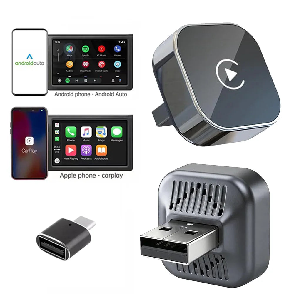 Wireless CarPlay Adapter for iPhone -Mini Plug & Play Auto Connect, 5GHz WiFi Low Latency iOS 10+ Compatible with Wired CarPlay