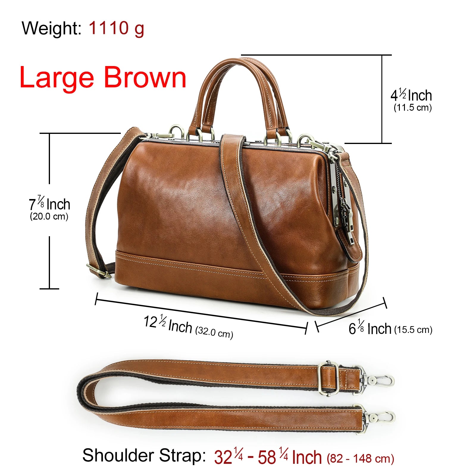 CONTACT'S Genuine Leather Shoulder Bags for Women Luxury Designer Doctor Bags Top Handle Bags Metal Frame Tote Handbags Ladies
