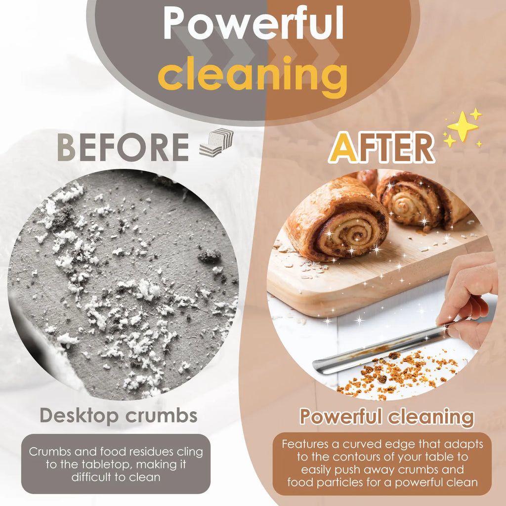 4Pcs Crumb Scrapers Stainless Steel Table Crumb Sweeper Kitchen Countertop Crumbs Collector Cleaner Scraper