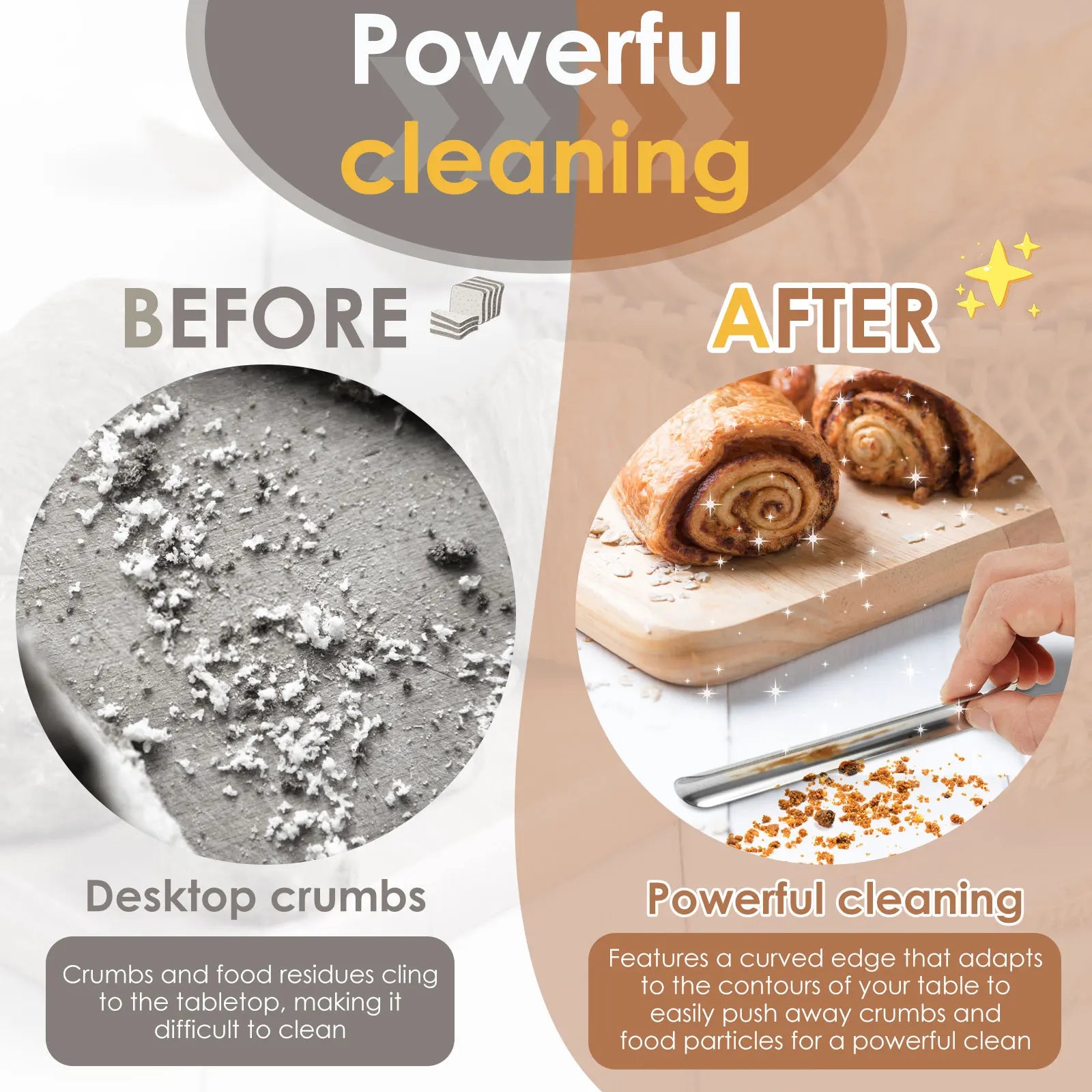 4Pcs Crumb Scrapers Stainless Steel Table Crumb Sweeper Kitchen Countertop Crumbs Collector Cleaner Scraper