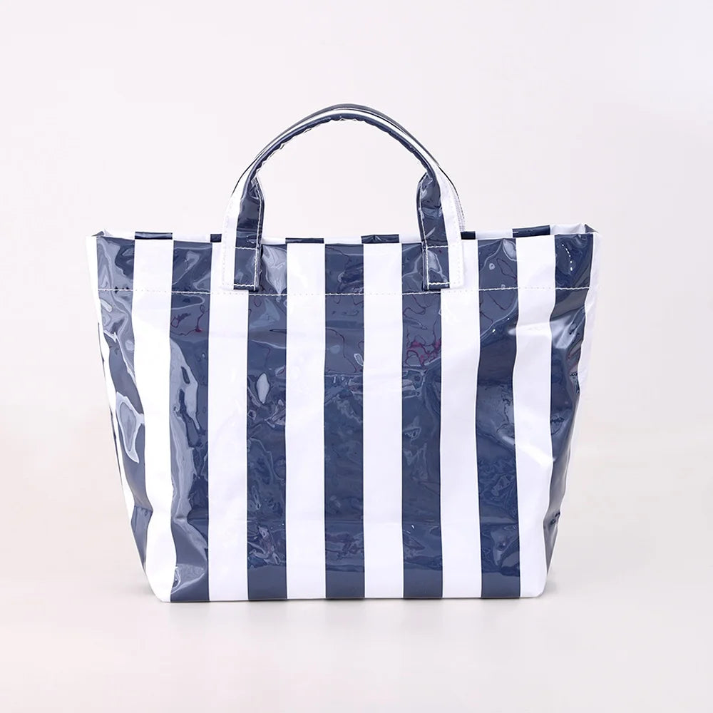 1 PC Fashion Striped Tote Bag For Women Lightweight Large Capacity Commute Handbag Portable Travel Single Shoulder Bag